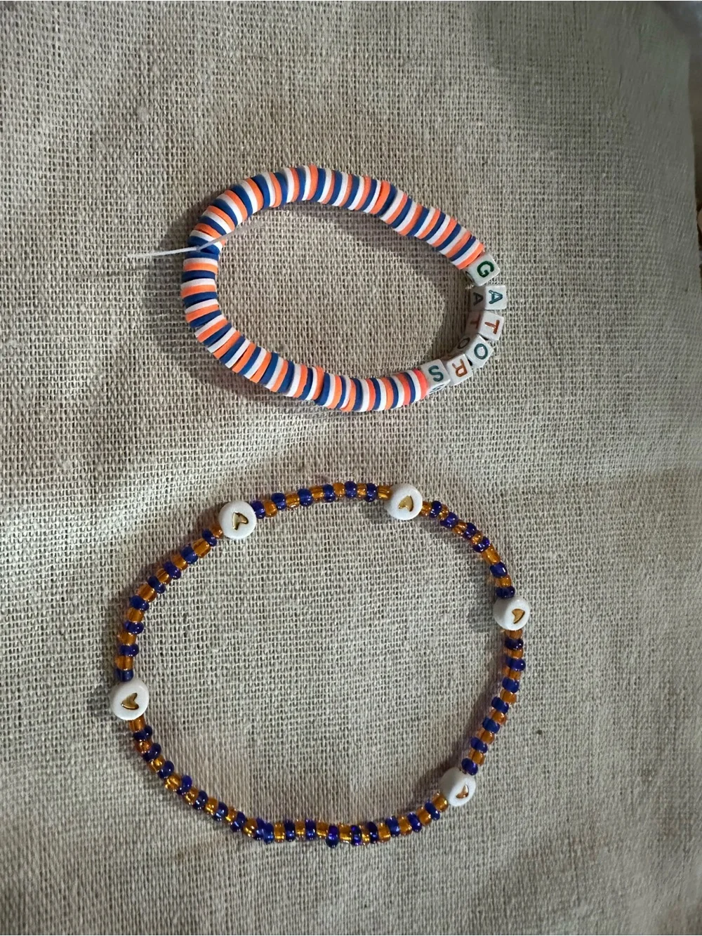 Women’s Beaded Stretch Bracelet Set in Orange & Blue